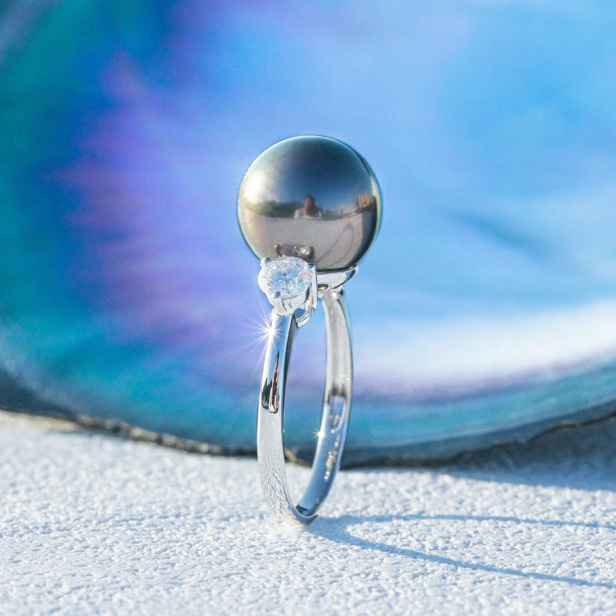 Bague en Perle de Tahiti – 11–12 mm Or Blanc 10K – Nacréa Tahiti