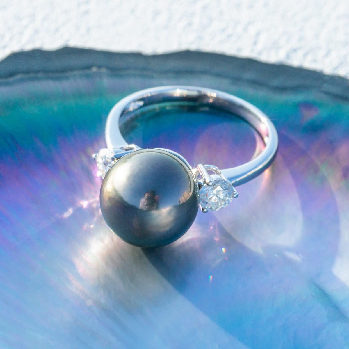 Bague en Perle de Tahiti – 11–12 mm Or Blanc 10K – Nacréa Tahiti