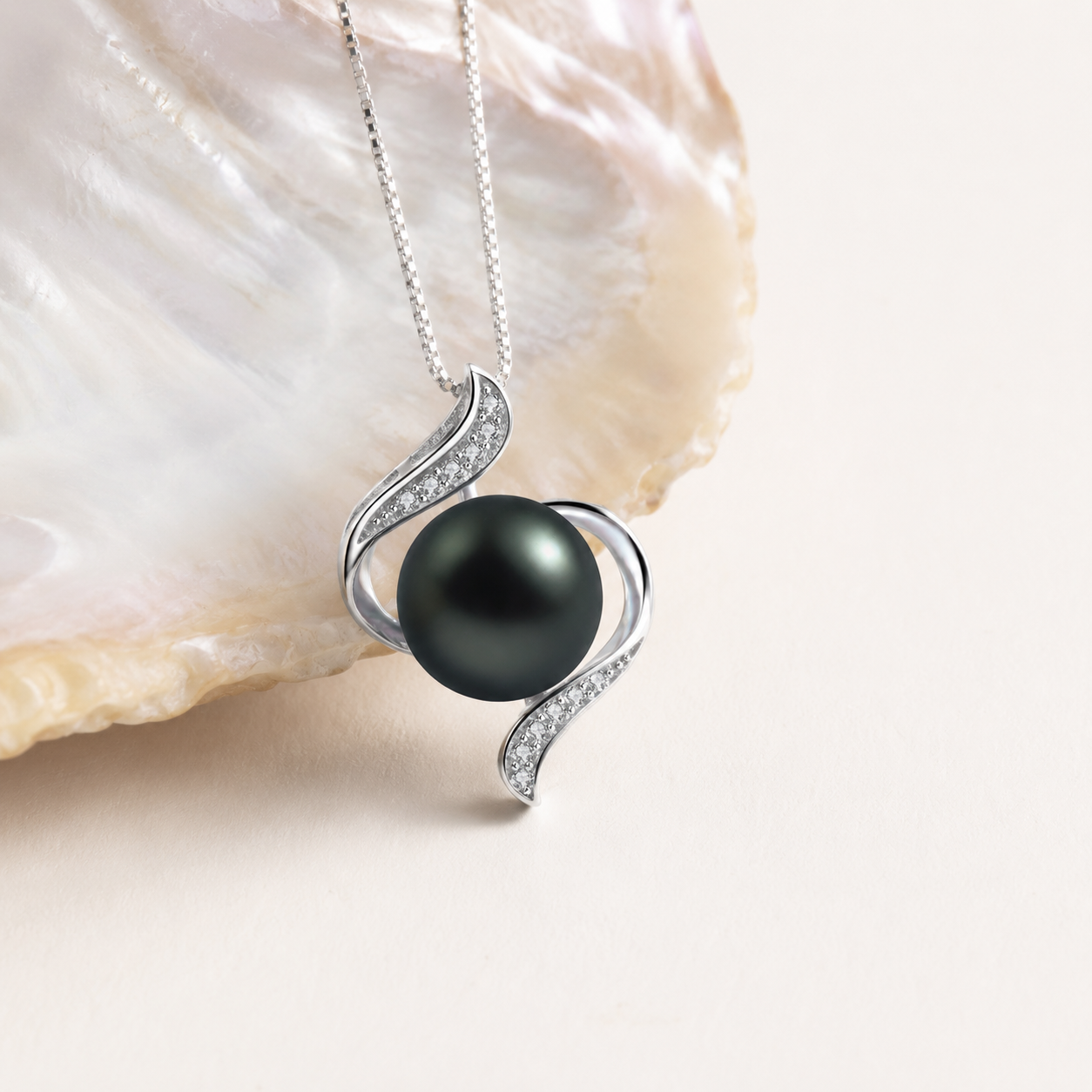 Collier Pendentif Perle de Tahiti Argent 925 & Zircon