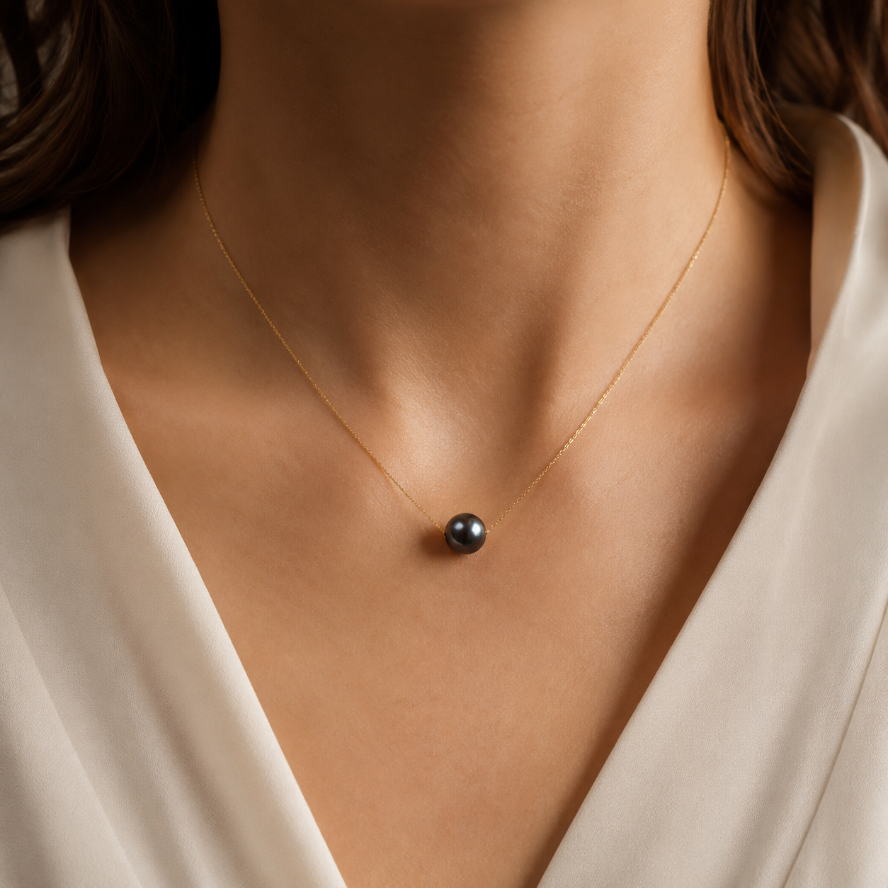 Collier Pendentif Perle de Tahiti Noire 9-10 mm – Argent 925