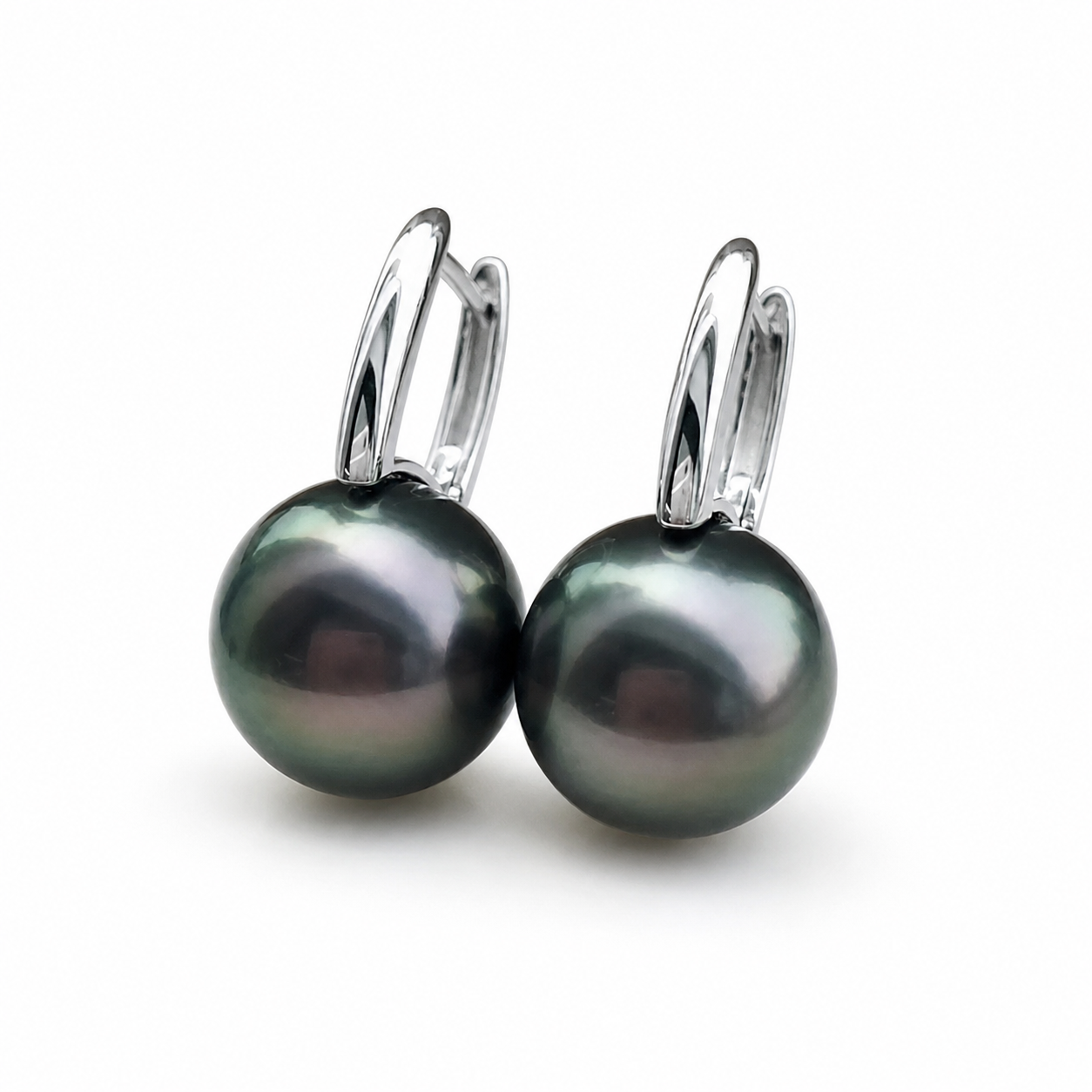 Boucles d'Oreilles Perle de Tahiti Verte 9-10 mm – Argent 925