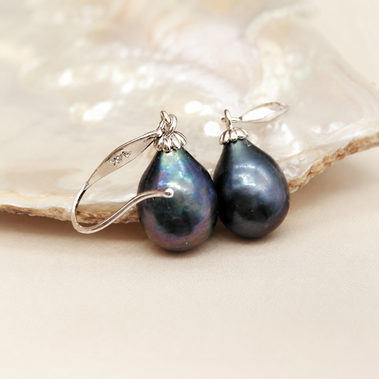 Boucles d'Oreilles Perle de Tahiti Baroque 10-12 mm – Argent 925