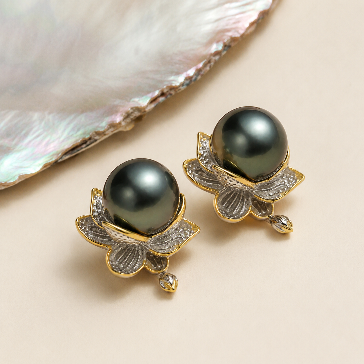 Parure Perle de Tahiti Verte 9-10 mm – Argent 925