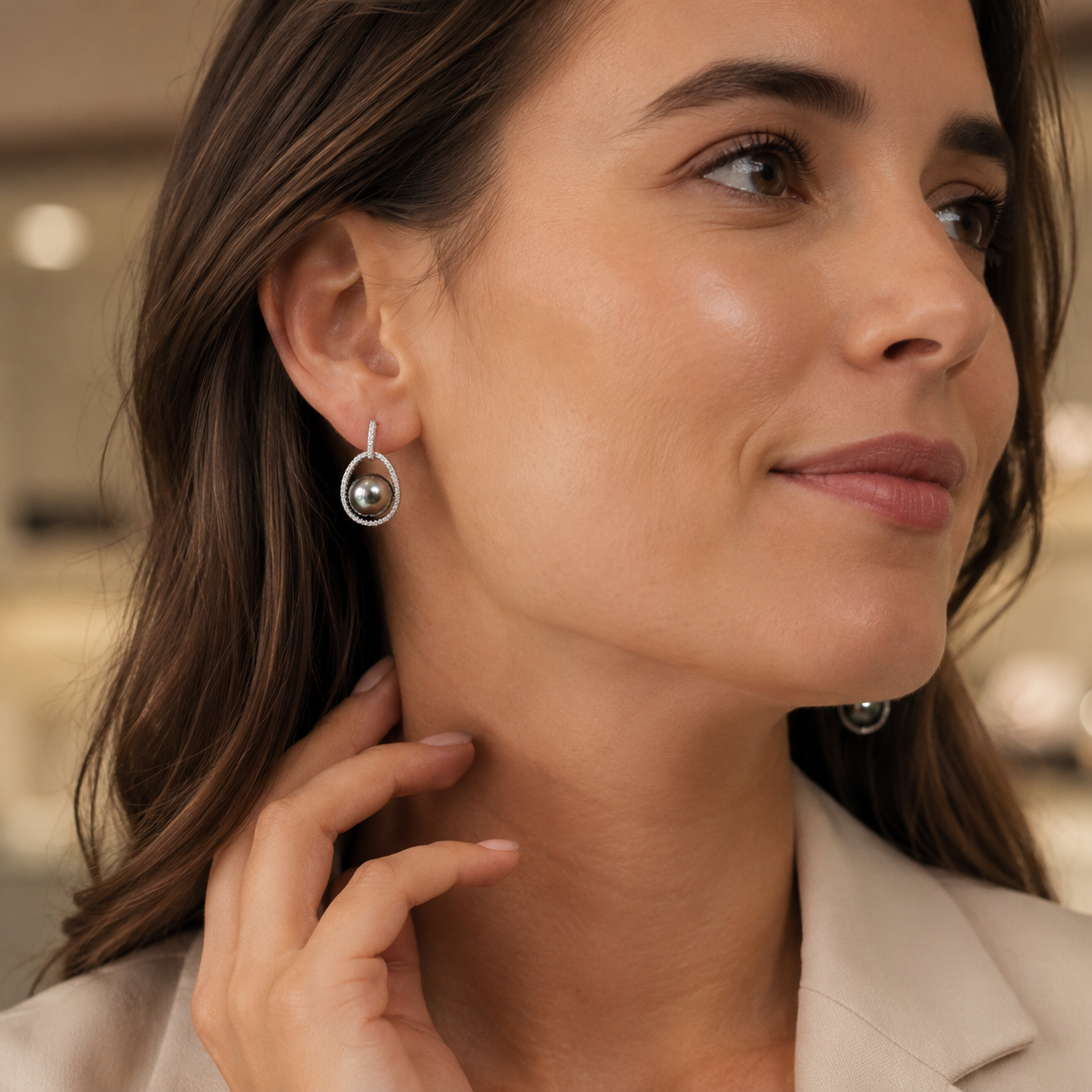 Boucles d'Oreilles Perle de Tahiti Ronde 10-11 mm – Argent 925