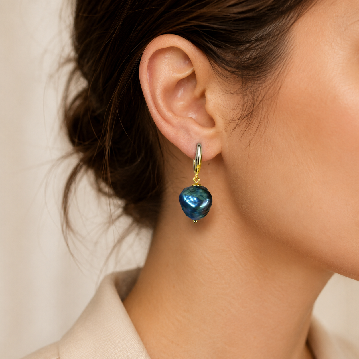 Boucles d'Oreilles Perle de Tahiti Baroque – Or 18K