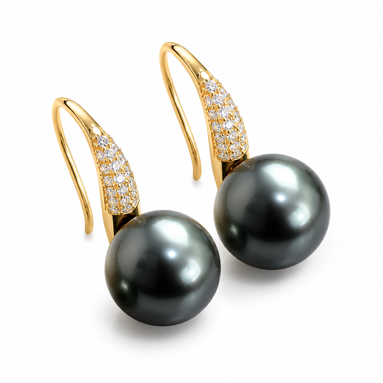 Boucles d'Oreilles Perle de Tahiti Noire 9-10 mm Argent 925