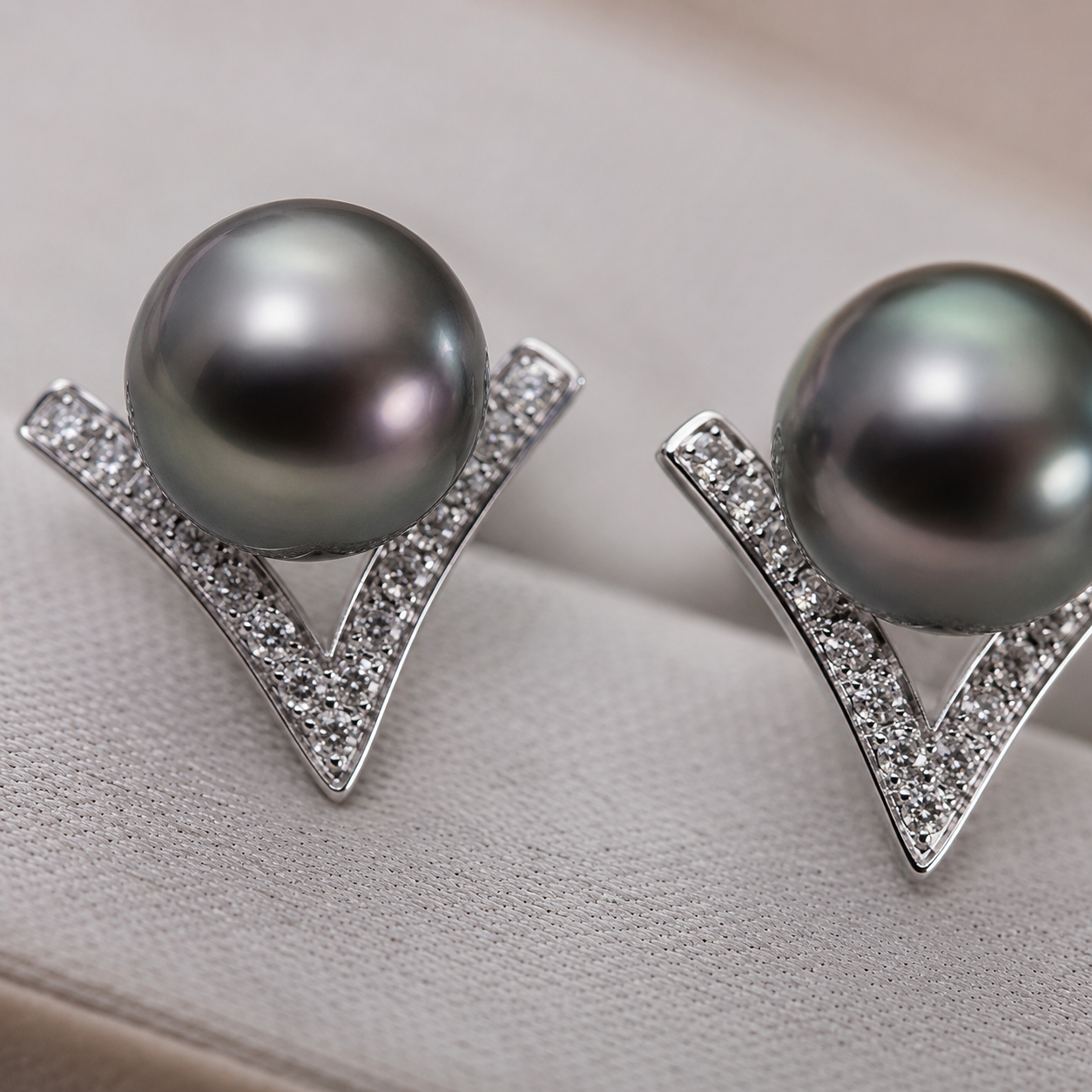 Puces d'Oreilles Perle de Tahiti Noire Argent 925 – Luxe