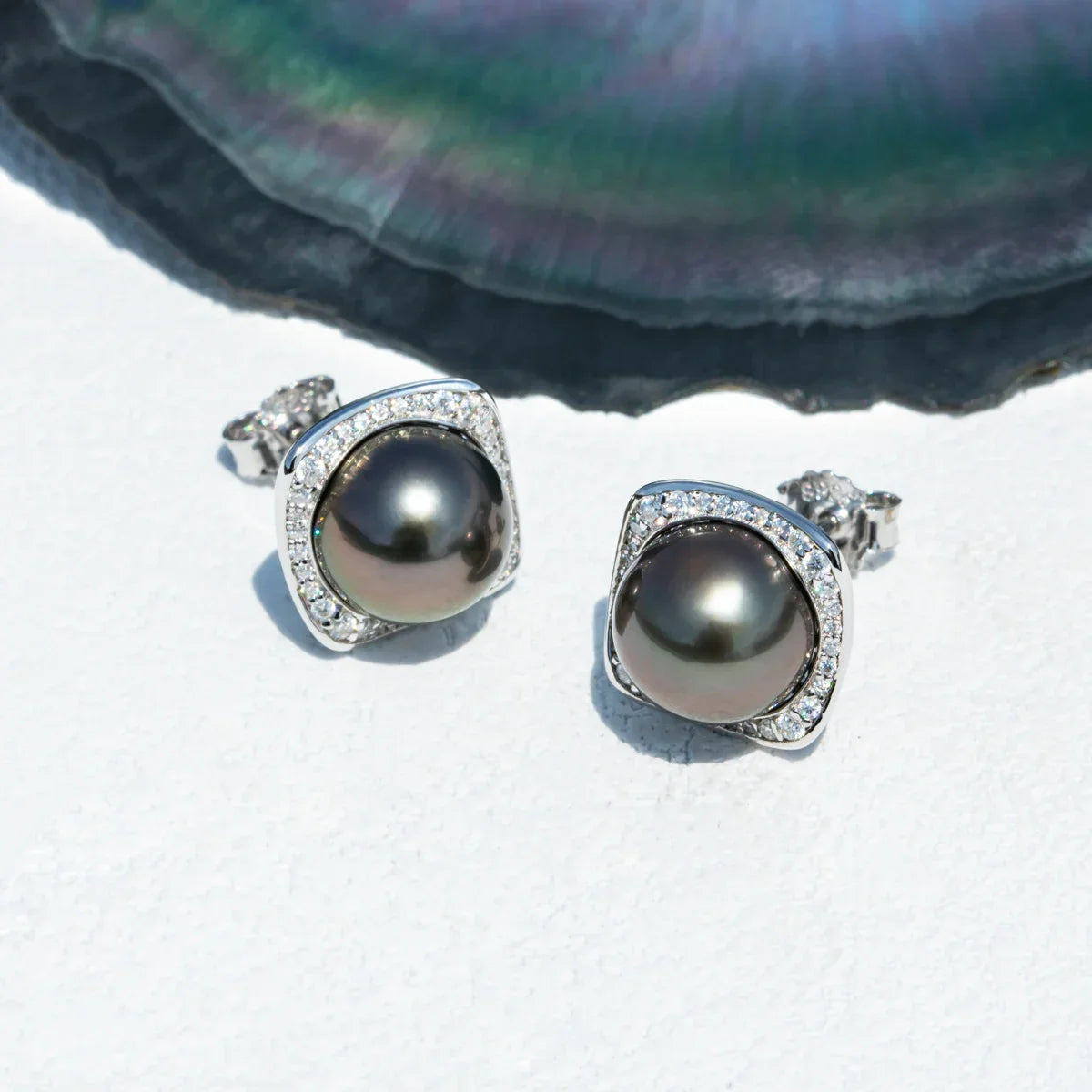 Boucles d'oreilles Perle de Tahiti – 9–10 mm Argent AAAA – Nacréa Tahiti