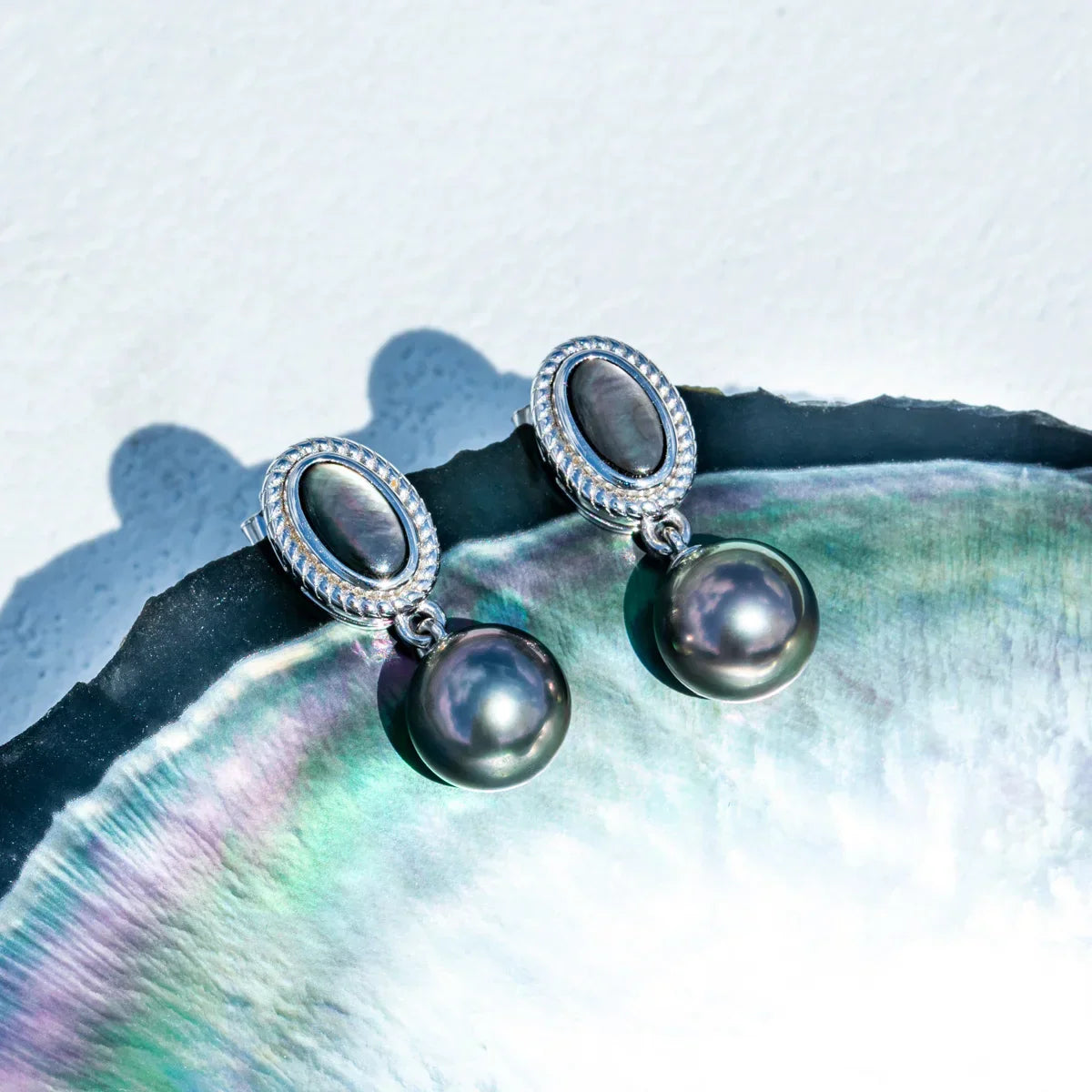 Boucles d'oreilles Perle de Tahiti – 8–9 mm Argent – Nacréa Tahiti