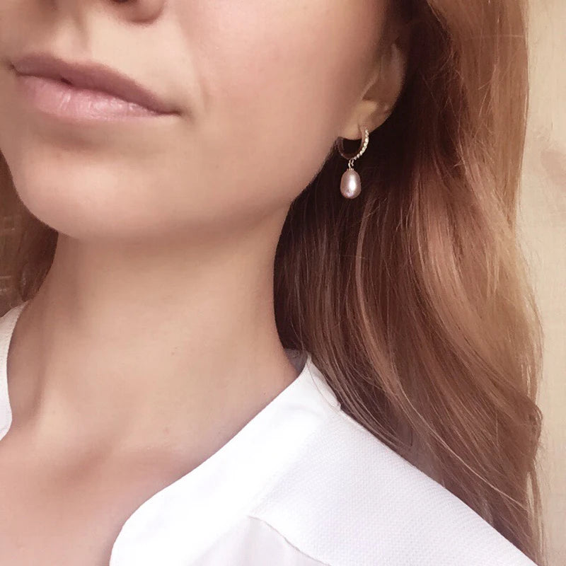 Boucles d'Oreilles Perle de Tahiti Noire Pendantes – Argent 925