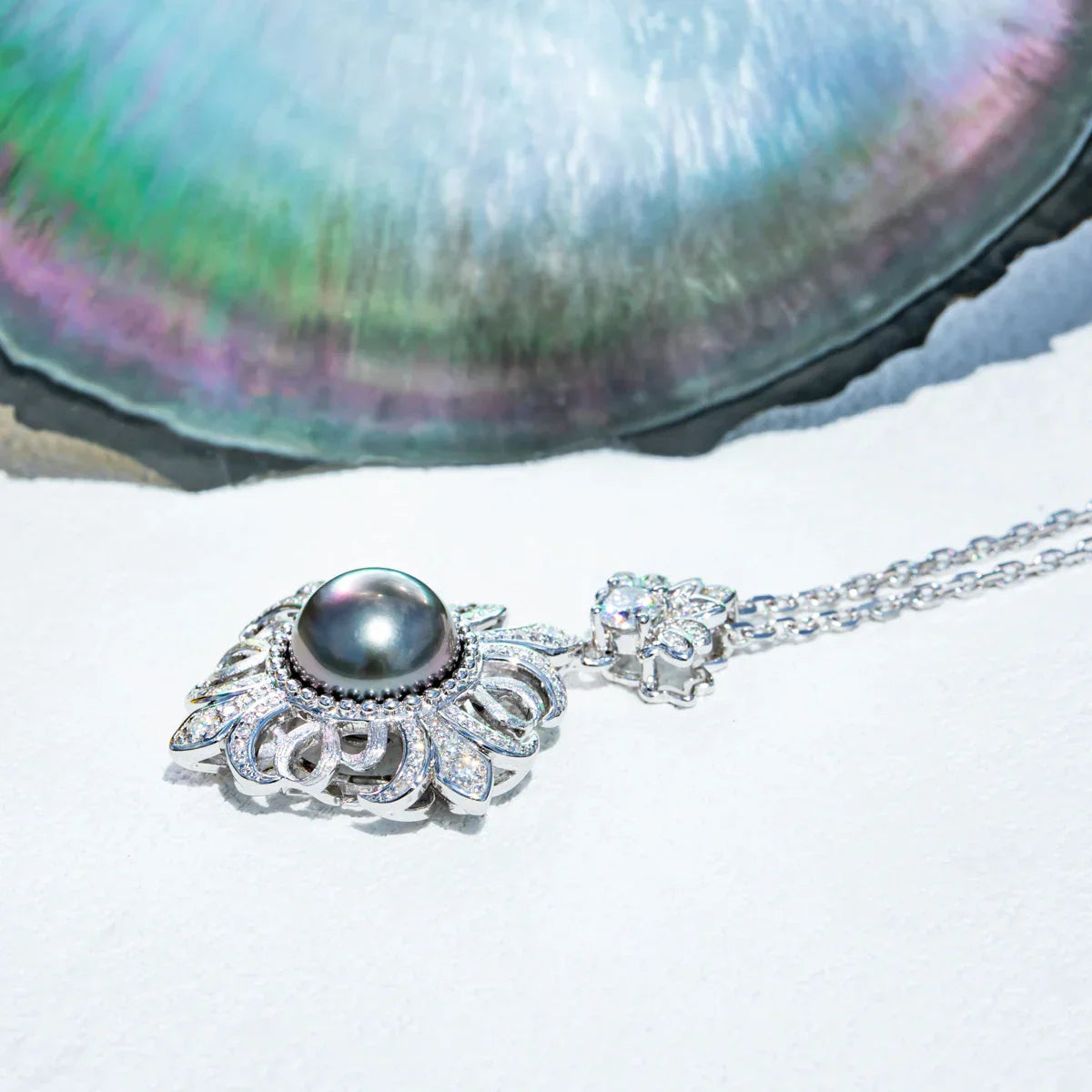 Pendentif Perle de Tahiti – Fleur D’iris 10–11 mm Argent – Nacréa Tahiti