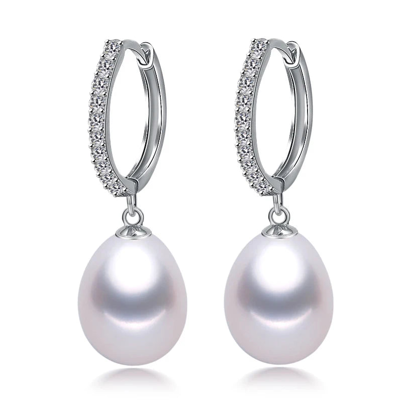 Boucles d'Oreilles Perle de Tahiti Noire Pendantes – Argent 925