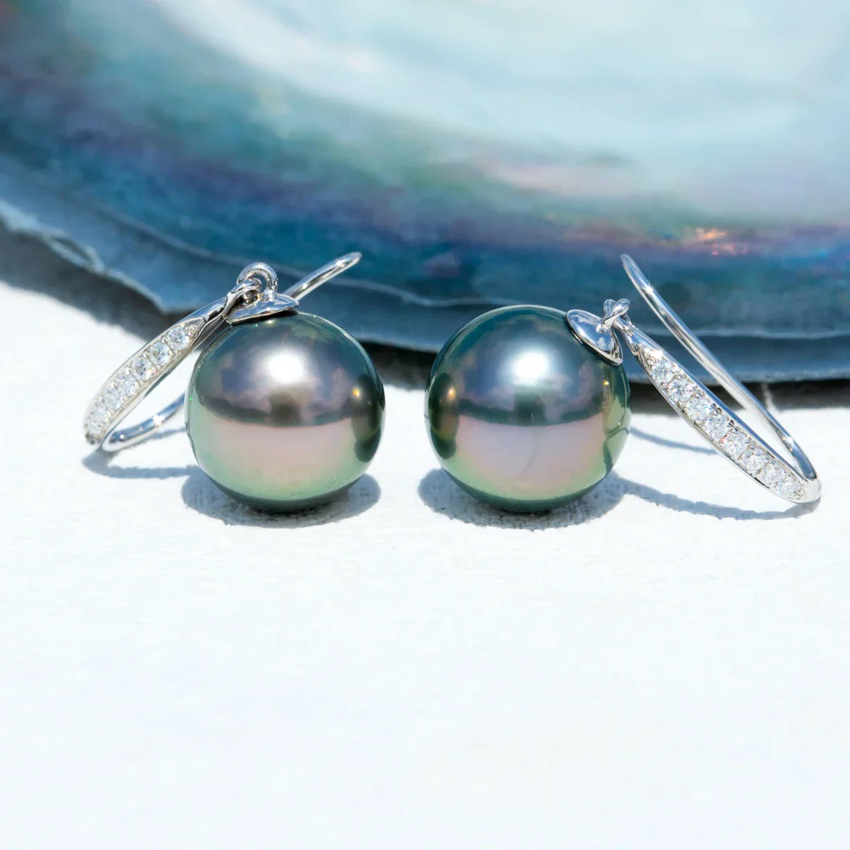 Perles de Tahiti Noires – 8–9 mm Or Blanc 10K – Nacréa Tahiti