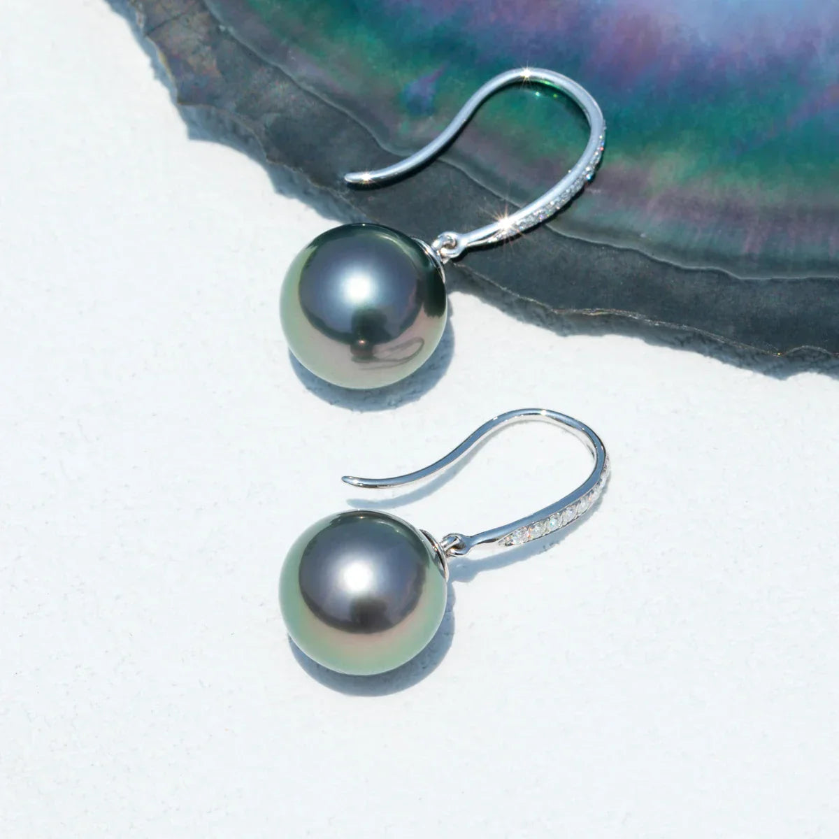 Perles de Tahiti Noires – 8–9 mm Or Blanc 10K – Nacréa Tahiti