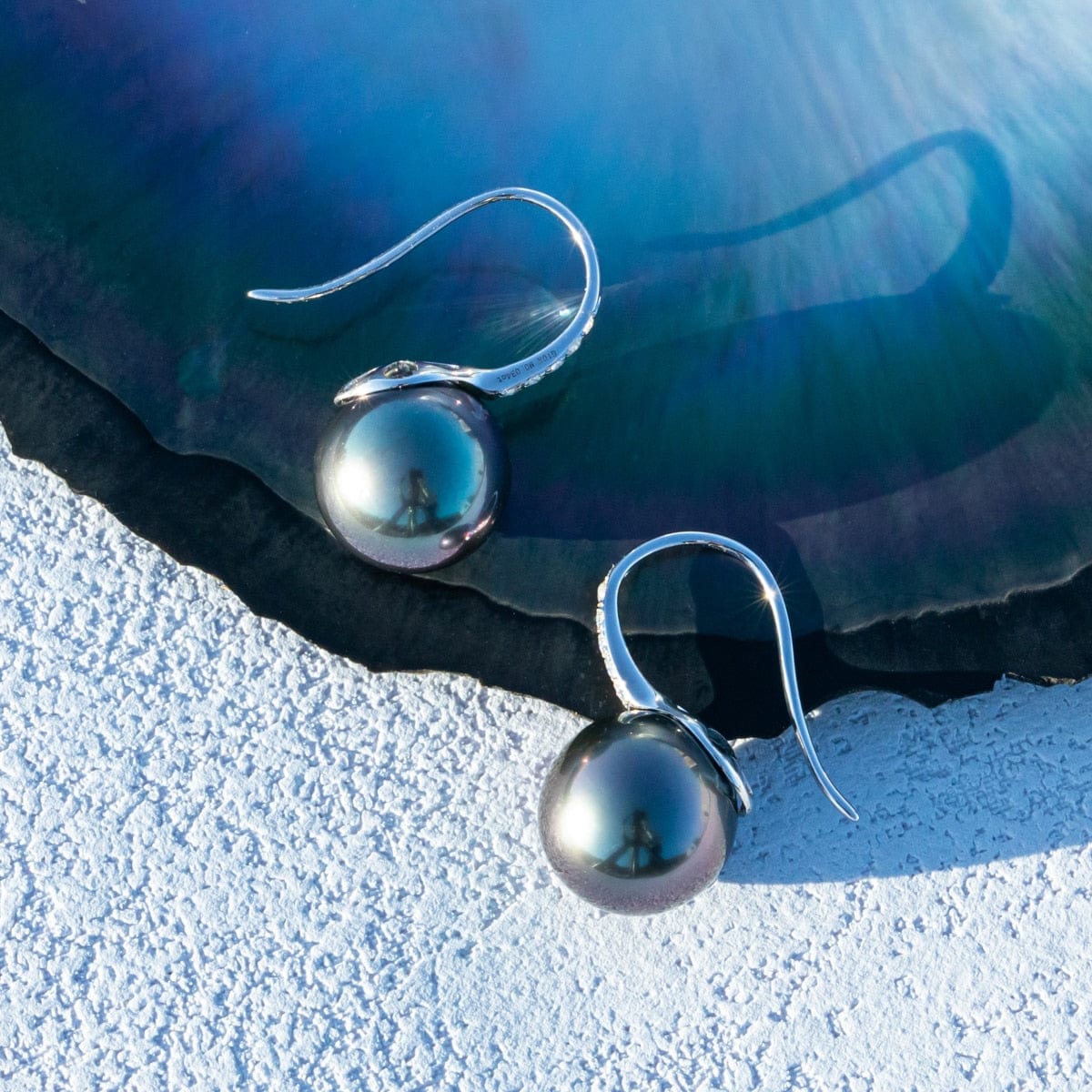 Clou D'Oreille Perle de Tahiti – 9–10 mm Or Blanc 10K – Nacréa Tahiti