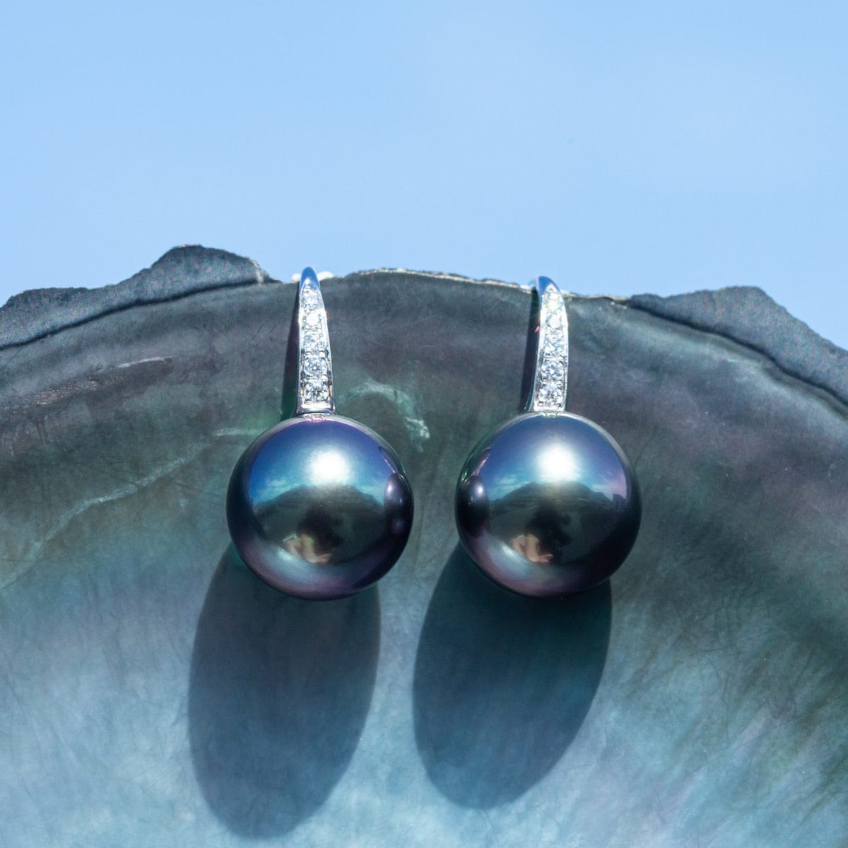 Clou D'Oreille Perle de Tahiti – 9–10 mm Or Blanc 10K – Nacréa Tahiti