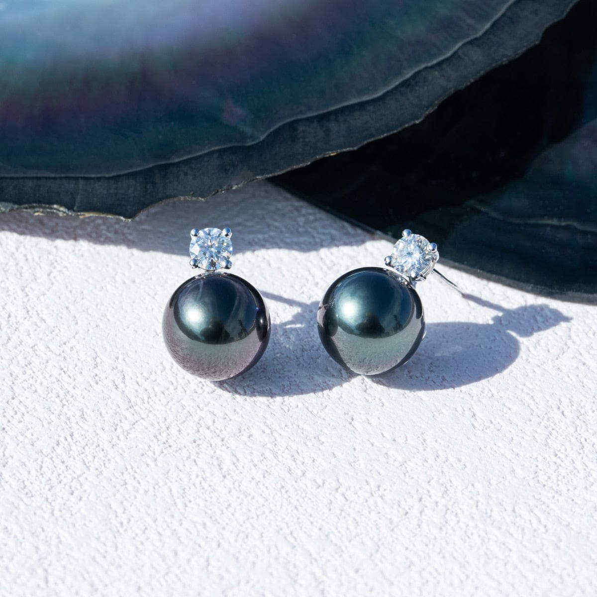 Boucles D'Oreilles Perle de Tahiti – 9–10 mm Or Blanc 10K – Nacréa Tahiti