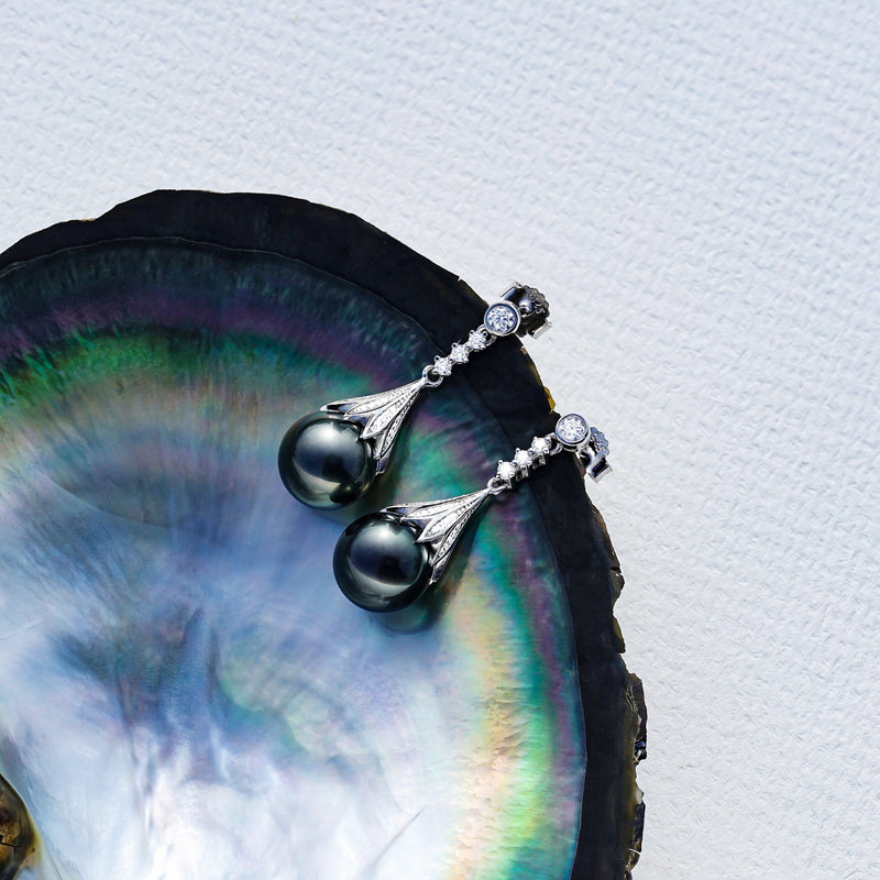 Boucles d'oreilles Perle de Tahiti – 9–10 mm Argent 925 AAA 2 – Nacréa Tahiti