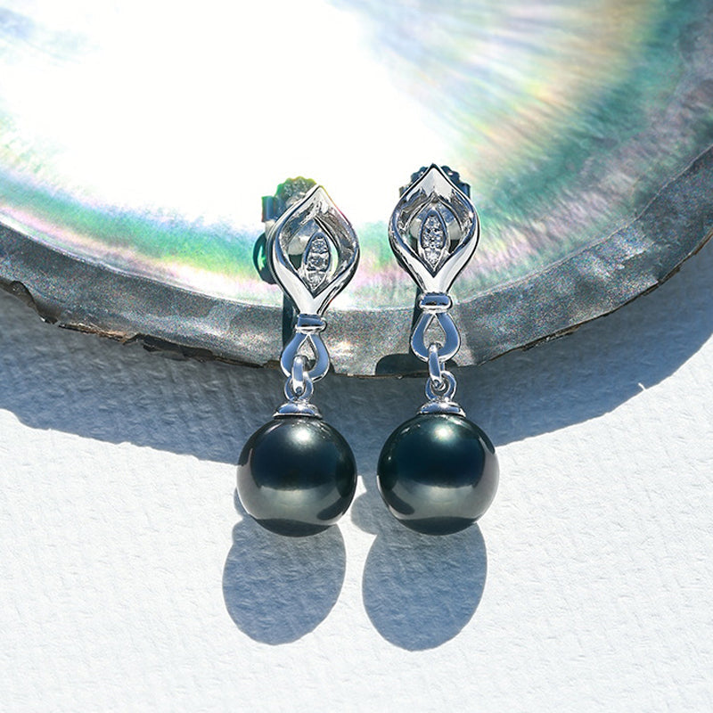 Boucles d'oreilles Perle de Tahiti – 9–10 mm Argent 925 Argent 925 – Nacréa Tahiti