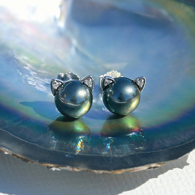 Boucles d'oreilles Perle de Tahiti – 9–10 mm Argent 925 – Nacréa Tahiti