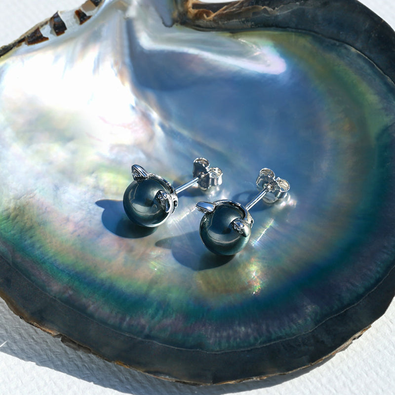 Boucles d'oreilles Perle de Tahiti – 9–10 mm Argent 925 – Nacréa Tahiti