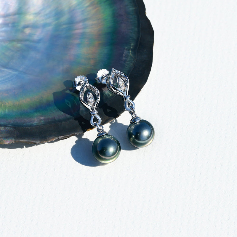 Boucles d'oreilles Perle de Tahiti – 9–10 mm Argent 925 Argent 925 – Nacréa Tahiti