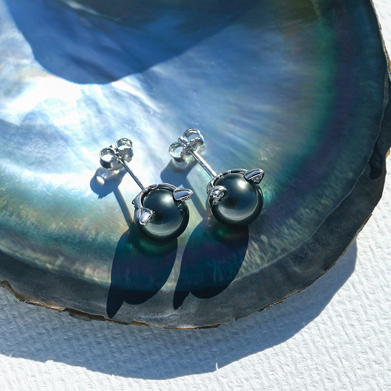 Boucles d'oreilles Perle de Tahiti – 9–10 mm Argent 925 – Nacréa Tahiti
