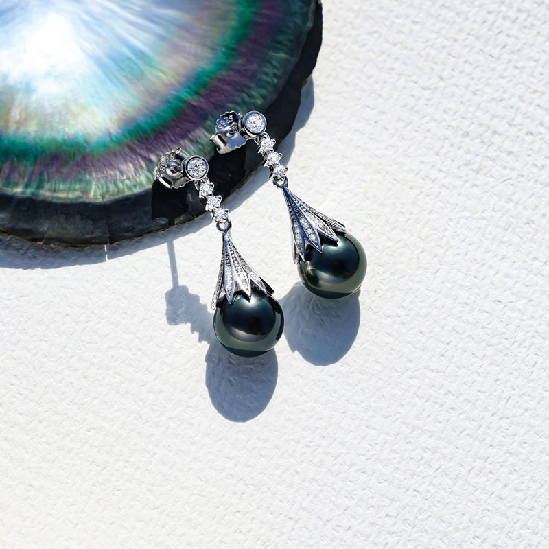 Boucles d'oreilles Perle de Tahiti – 9–10 mm Argent 925 AAA 2 – Nacréa Tahiti
