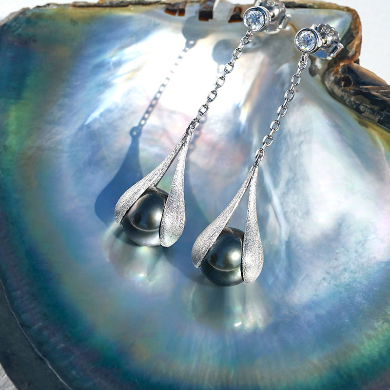 Boucles d'oreilles Perle de Tahiti – 9–10 mm Argent 925 AAA – Nacréa Tahiti