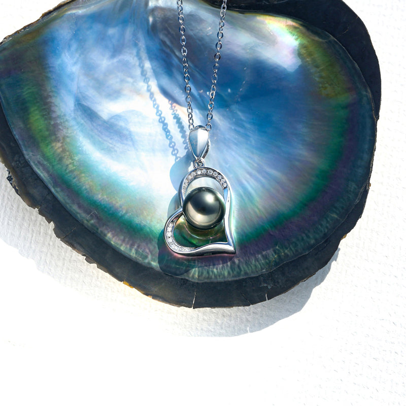 Pendentif Perle de Tahiti – Cœur 9–10 mm Argent 925 – Nacréa Tahiti