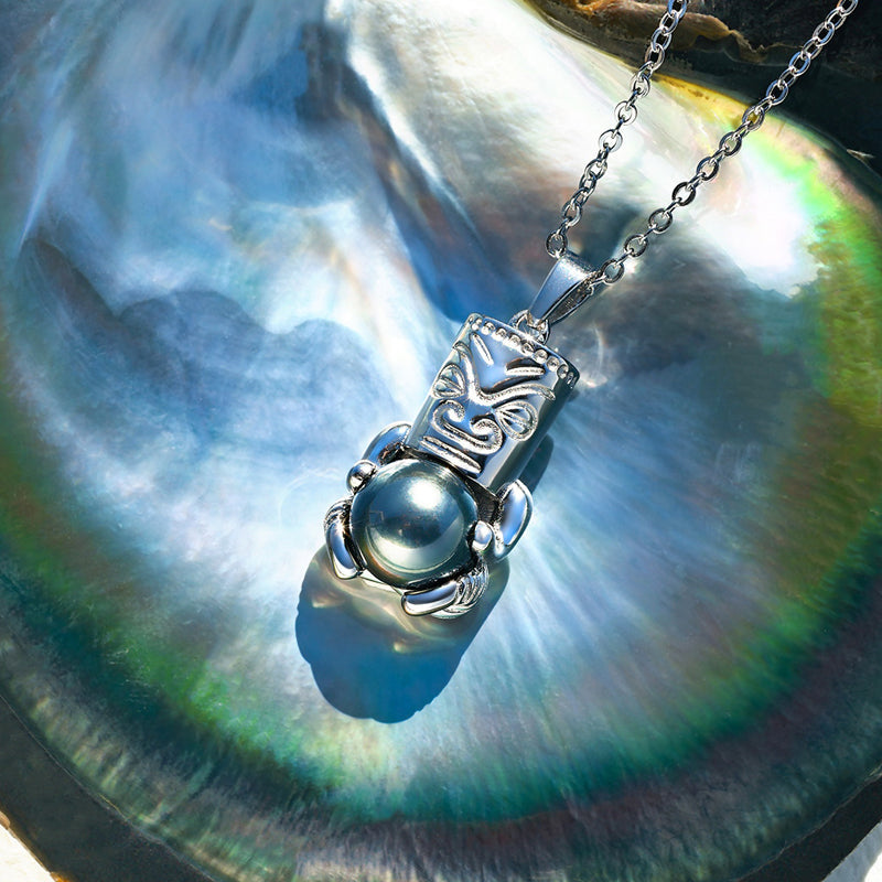 Pendentif Tiki Perle de Tahiti – 10–11 mm Argent 925 – Nacréa Tahiti