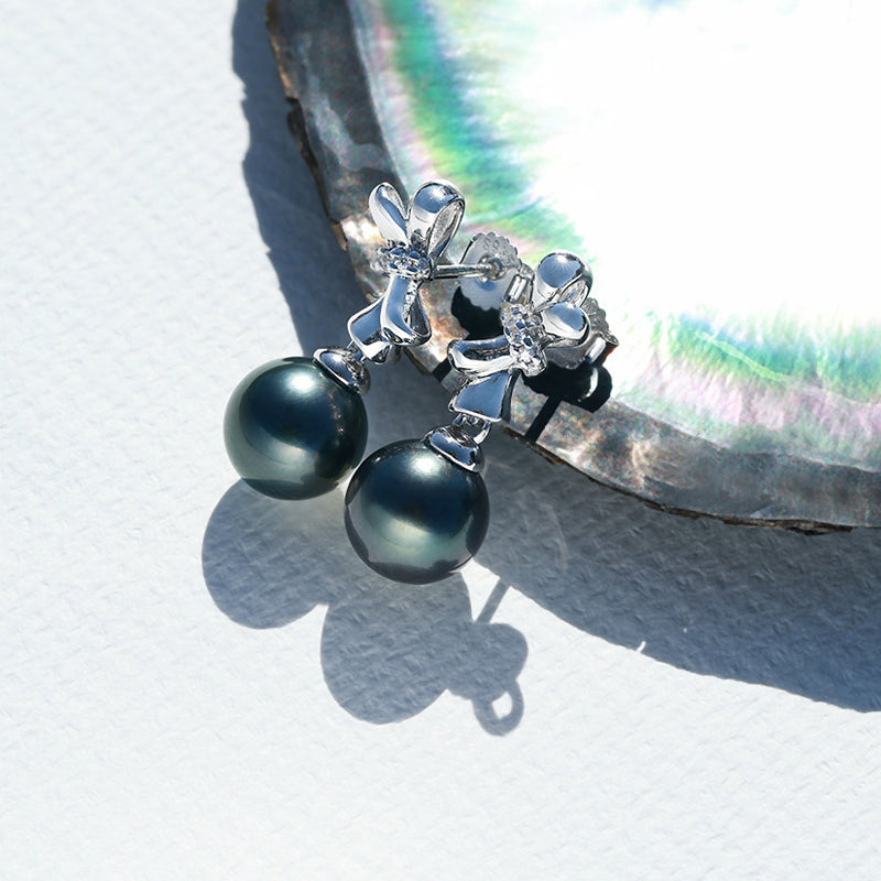 Boucles d'oreilles Perle de Tahiti – 9–10 mm Argent 925 AAAA – Nacréa Tahiti