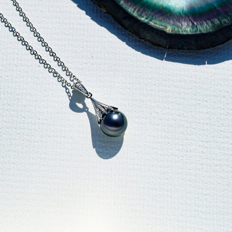 Collier Perle de Culture de Tahiti – Feuille 10–11 mm Argent 925 – Nacréa Tahiti