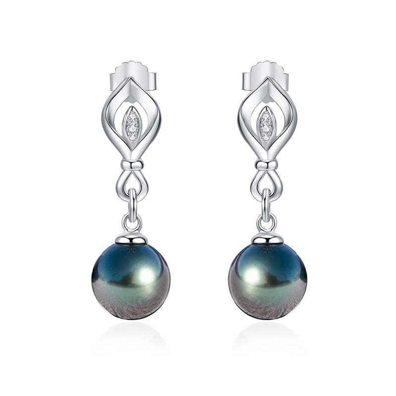 Boucles d'oreilles Perle de Tahiti – 9–10 mm Argent 925 Argent 925 – Nacréa Tahiti
