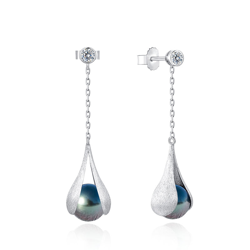 Boucles d'oreilles Perle de Tahiti – 9–10 mm Argent 925 AAA – Nacréa Tahiti