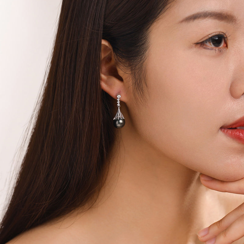 Boucles d'oreilles Perle de Tahiti – 9–10 mm Argent 925 AAA 2 – Nacréa Tahiti