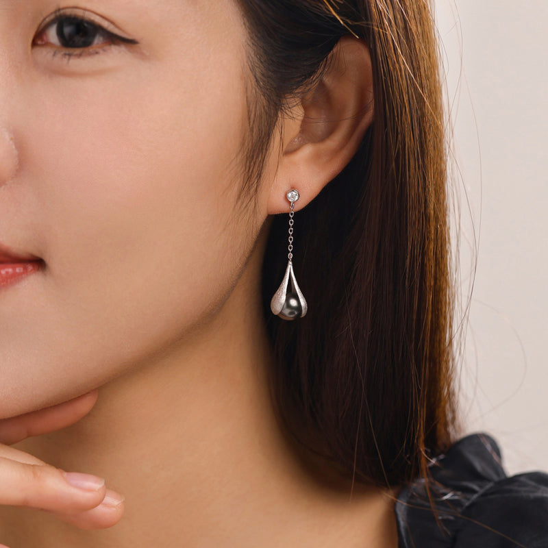Boucles d'oreilles Perle de Tahiti – 9–10 mm Argent 925 AAA – Nacréa Tahiti