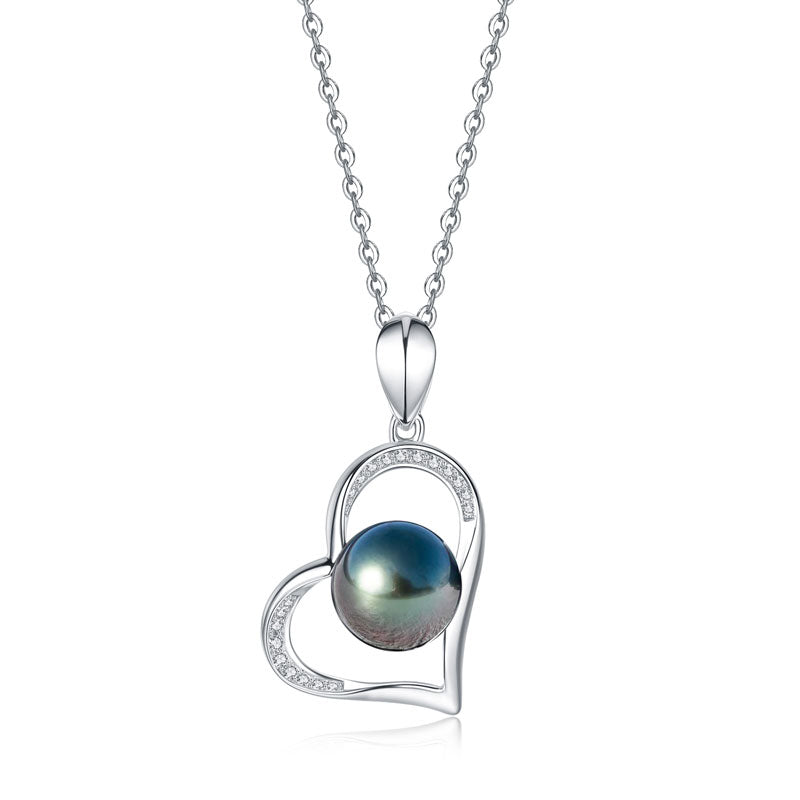 Pendentif Perle de Tahiti – Cœur 9–10 mm Argent 925 – Nacréa Tahiti