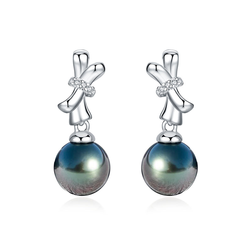 Boucles d'oreilles Perle de Tahiti – 9–10 mm Argent 925 AAAA – Nacréa Tahiti