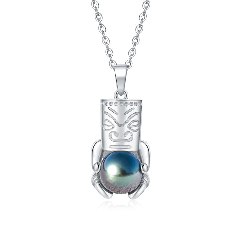 Pendentif Tiki Perle de Tahiti – 10–11 mm Argent 925 – Nacréa Tahiti