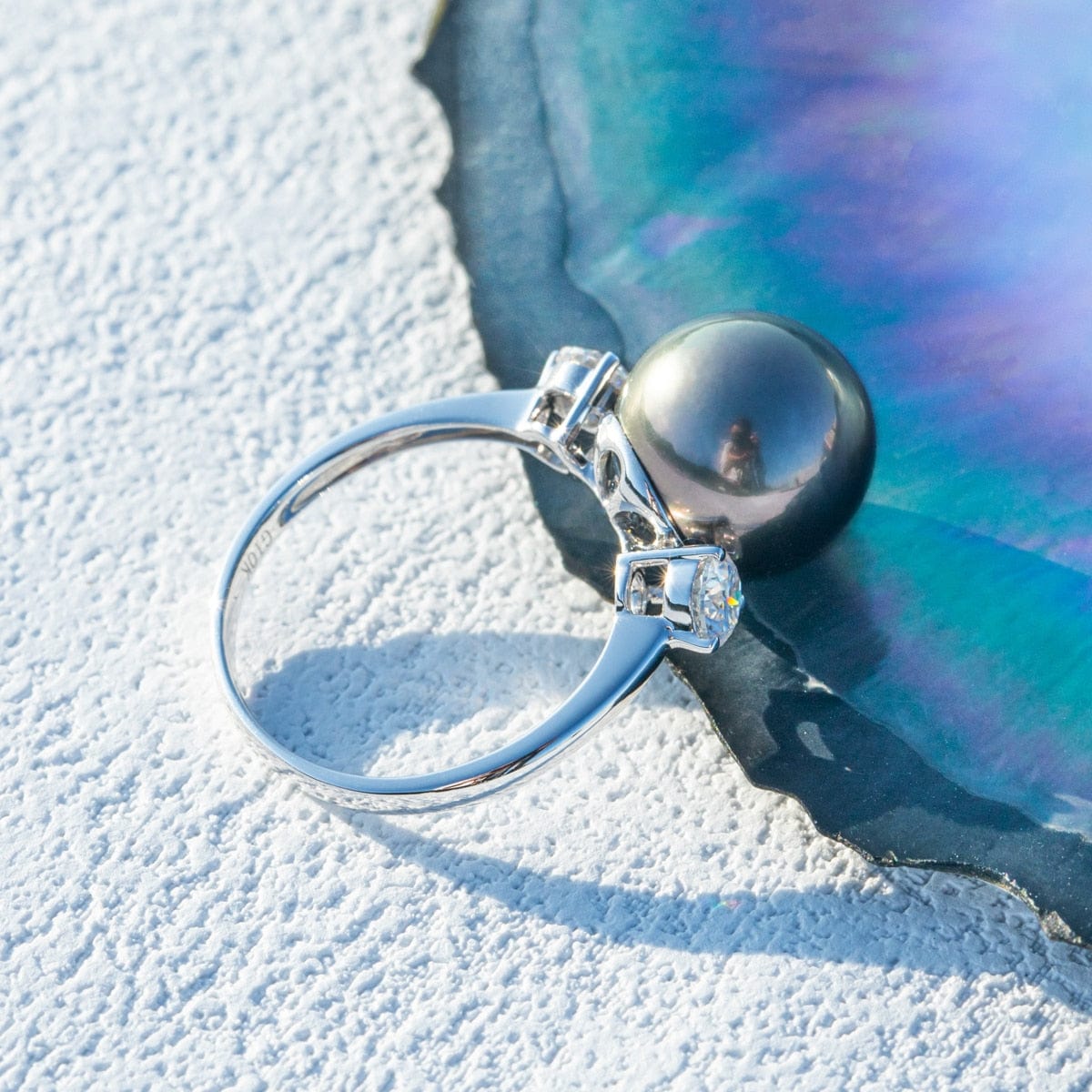 Bague en Perle de Tahiti – 11–12 mm Or Blanc 10K – Nacréa Tahiti