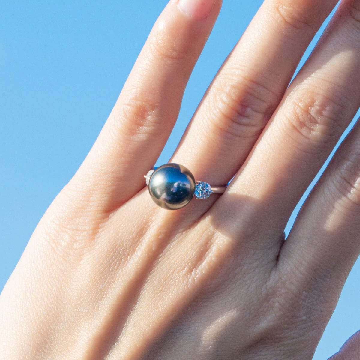 Bague en Perle de Tahiti – 11–12 mm Or Blanc 10K – Nacréa Tahiti