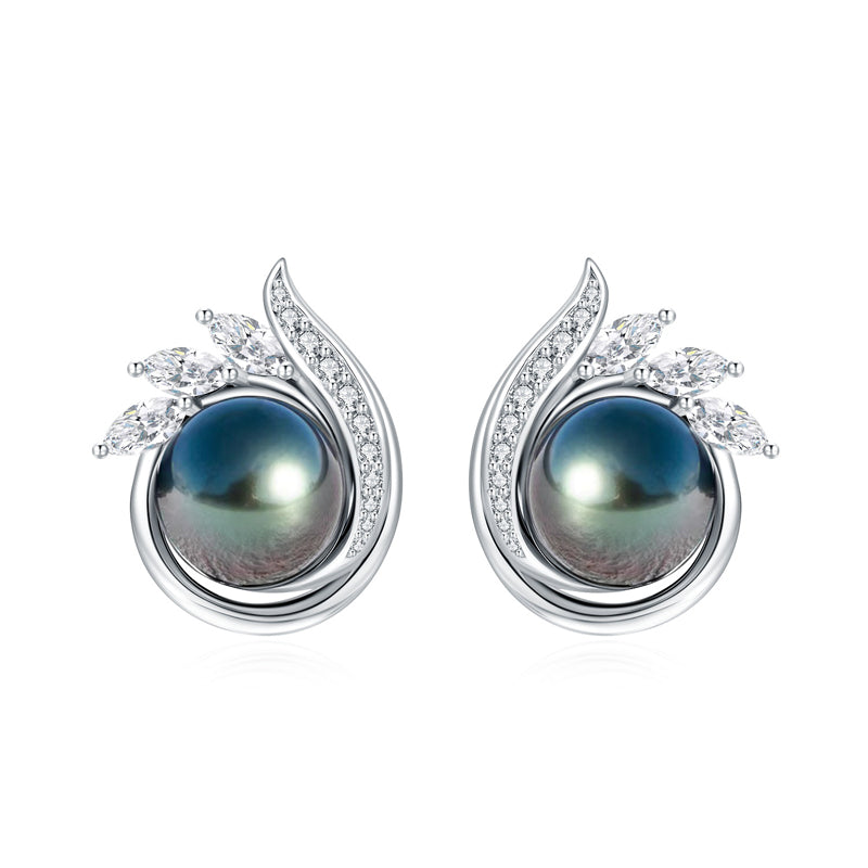 Boucles d'oreilles Perle de Tahiti – 9–10 mm Argent AAA – Nacréa Tahiti
