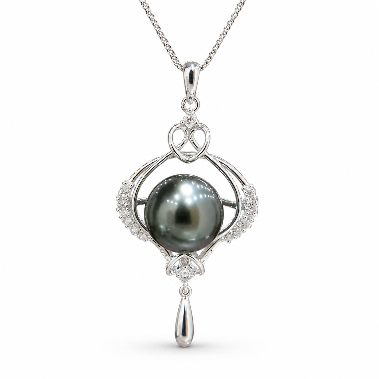Collier Pendentif Perle de Tahiti Noire 10-11 mm – Argent 925