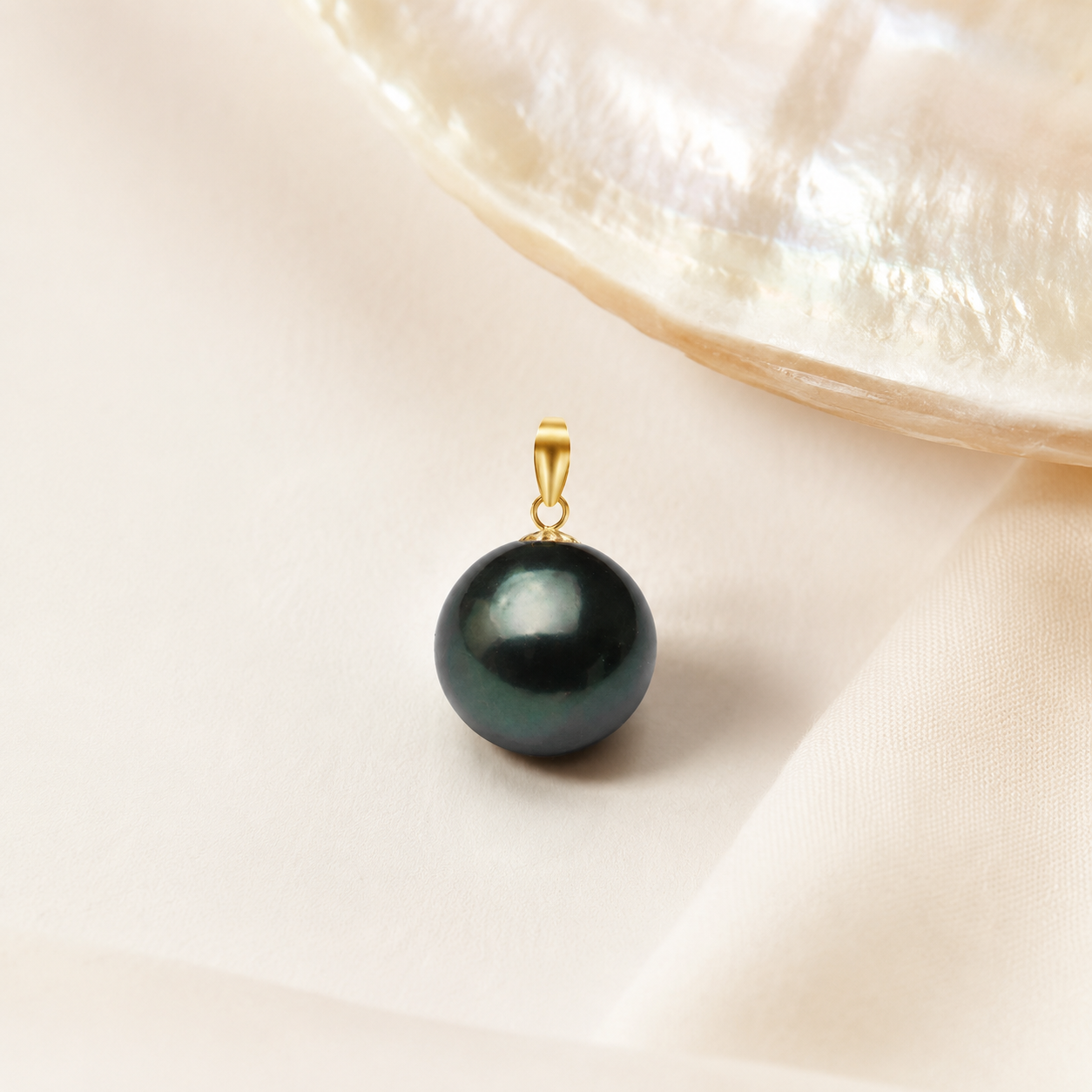 Pendentif Perle de Tahiti Noire AA+ – Or 18K