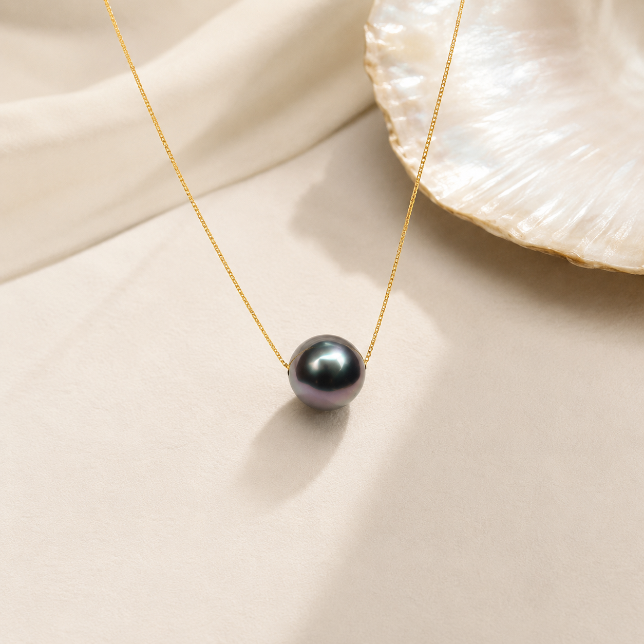 Collier Pendentif Perle de Tahiti Noire 9-10 mm – Argent 925