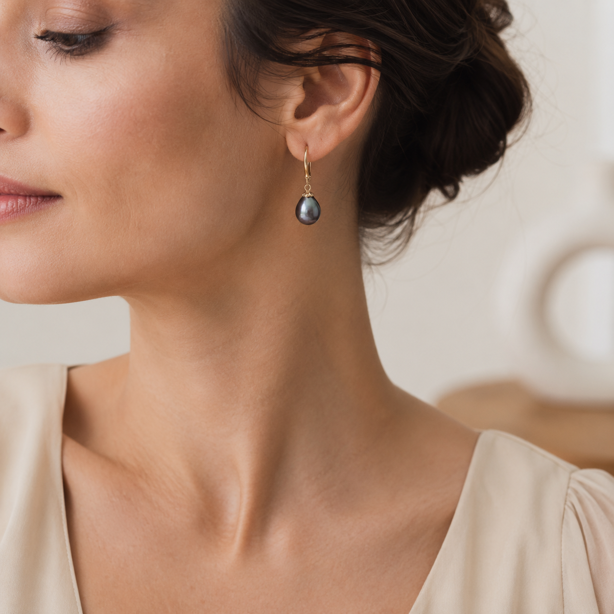 Boucles d'Oreilles Perle de Tahiti Baroque 10-13 mm – Argent 925