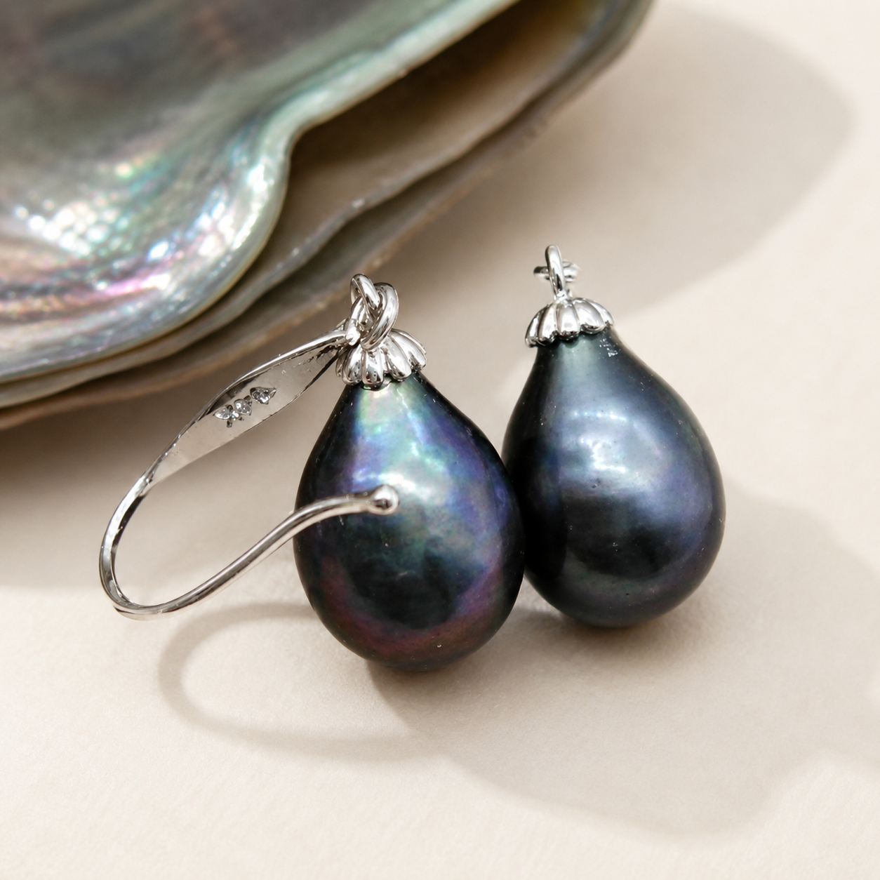 Boucles d'Oreilles Perle de Tahiti Baroque 10-12 mm – Argent 925