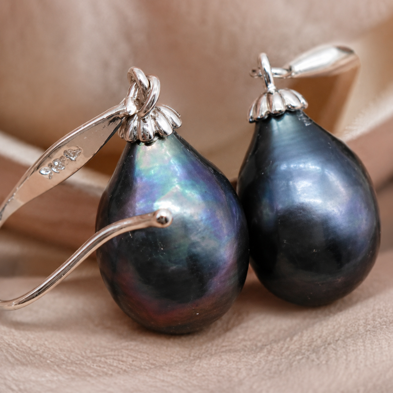 Boucles d'Oreilles Perle de Tahiti Baroque 10-12 mm – Argent 925