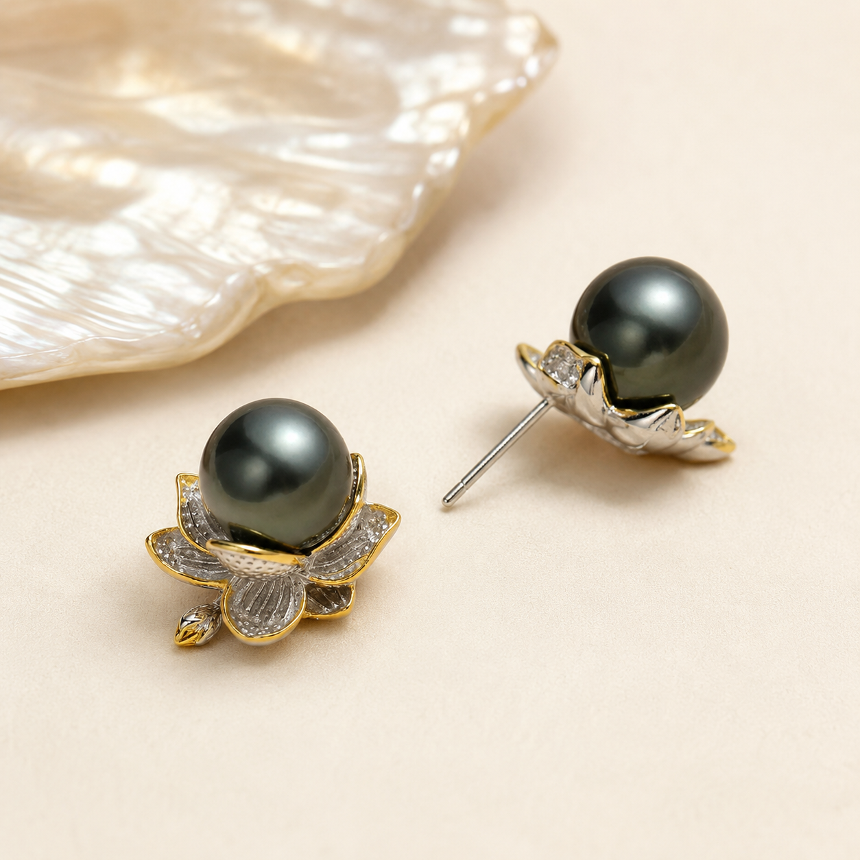 Parure Perle de Tahiti Verte 9-10 mm – Argent 925